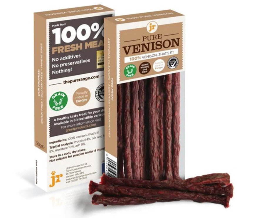 JR Pure Venison Sticks | 100% Vildtkød Snack til Hunde